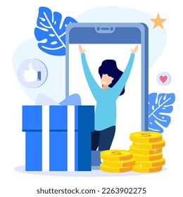 Referral program exclusive design inspiration flat style vector illustration. promotions and rewards for loyalty