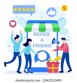 Referral program exclusive design inspiration flat style vector illustration. promotions and rewards for loyalty