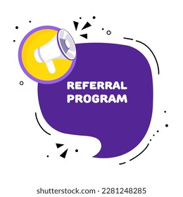 Referral program. Flat, purple, referral program banner. Vector illustration.