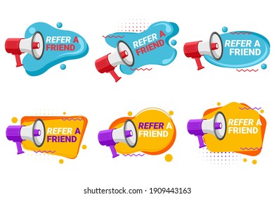 Referral program labels with loudspeaker