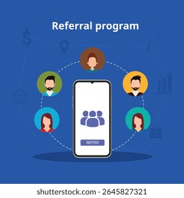 Programa de Recomendación Refiera a un amigo ilustración de concepto
