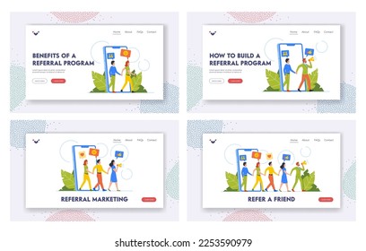 Programa de referencia, consulte Conjunto de plantillas de la página de inicio de amigos. Gente con las manos tras gritos de carácter a Megáfono. Personas conectadas con la Red de Relaciones. Ilustración del vector de dibujos animados