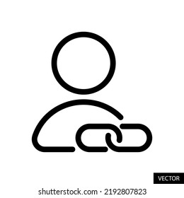 Referral program, Share affiliate link, Affiliate marketing concept vector icon in line style design for website, app, UI, isolated on white background. Editable stroke. EPS 10 vector illustration.