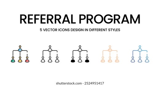 Referral Program vector icons set ready to use wed and mobile apps.