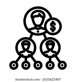 Empfehlungsbelohnungszeilen-Symbolvektor. Empfehlungsbelohnungszeichen. isoliertes Kontursymbol, schwarze Illustration