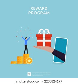 Referral rewards and Loyalty Marketing Program, Earning points and collect to get bonus, suitable for web landing page, ui, mobile app, banner template