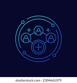 referrals, affiliate program icon, linear design