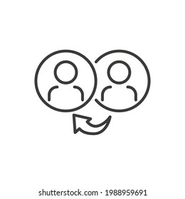 Referrals line icon. Simple outline style. Reference, business, communication, marketing, user, people, network concept. Vector illustration isolated on white background. Thin stroke EPS 10.