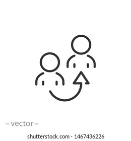 referrals reference icon, recommend program, meeting, thin line symbol for web and mobile phone on white background - editable stroke vector illustration eps 10