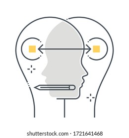 Referrals related color line vector icon, illustration. The icon is about face, idea, marketing, share, social media, recommendation. The composition is infinitely scalable.