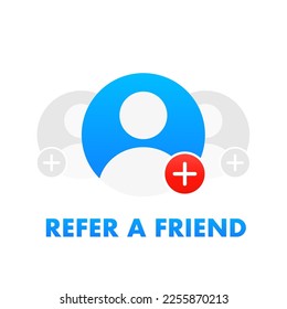 Reffer a friend banner vector design. Refferal system. Recommend a friend. Bubbles matter. Add friend. Banner for websites. Vector illustration