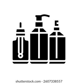 refillable cosmetic bottle sustainable beauty glyph icon vector. refillable cosmetic bottle sustainable beauty sign. isolated symbol illustration