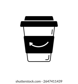 Refillable Cup Icon with Circular Arrow Flow Symbol