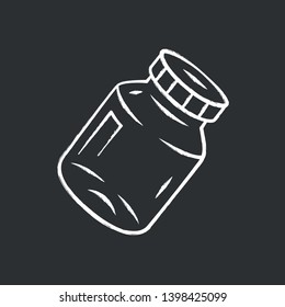 Refillable spice jar chalk icon. Reusable container for pepper, salt. Eco-friendly glassware, mason jar. Isolated vector chalkboard illustration