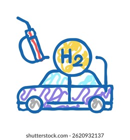refilling car with hydrogen doodle icon sketch vector. refilling car with hydrogen sign. isolated symbol illustration