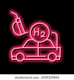 coche de recarga con el vector de la señal de la luz de neón del hidrógeno.