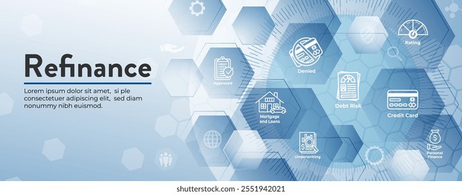 Refinance with Credit Score - Loan Application Icon Set and Web Banner
