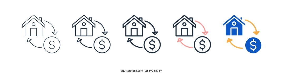 Refinancia diferentes iconos de estilo para establecer la Ilustración vectorial.