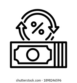 Refinance, interest rate. Simple design. Line vector. Isolate on white background.