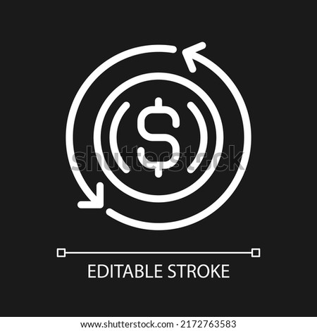 Refinance pixel perfect white linear icon for dark theme. Replacement mortgage. Loan modification. Thin line illustration. Isolated symbol for night mode. Editable stroke. Arial font used