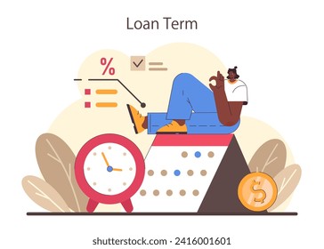 Refinance process. Loan rate reduction to lender agreements. Debt obligation with better interest rate. Housing loan, real estate mortgage. Flat vector illustration