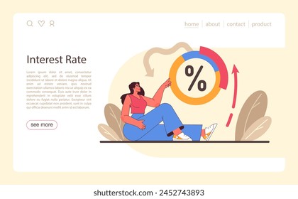 Refinanciar el proceso de Web o aterrizaje. Reducción del tipo de préstamo a los Acuerdos del prestamista. Obligación de deuda con mejor tasa de interés. Préstamo de vivienda, hipoteca inmobiliaria. Ilustración vectorial plana