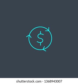Refinancing concept blue line icon. Simple thin element on dark background. Refinancing concept outline symbol design. Can be used for web and mobile UI/UX