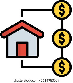 Refinancing Icon Lineal Color Vector Illustration