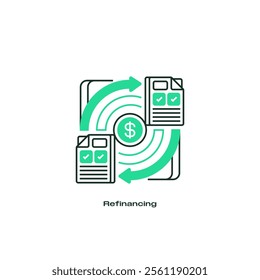 Refinancing Line Icon. linear style sign for mobile concept and web design. Outline vector icon.