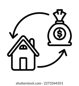 Refinanciación, Icono De Transacción Inmobiliaria Icono Diseño Plantilla Vector Signo De Ilustración Y Píxeles De Símbolo Perfecto