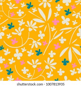 Refine floral seamless pattern. Hand drawn vector illustration. Lush colors. Tropical flora.