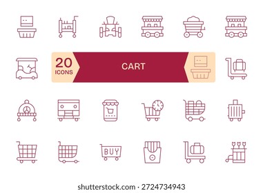 Refine your brand with 24 Thin Line icons based on Cart, ideal for apps, websites, and dashboards.