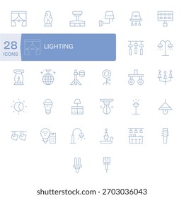 Verfeinern Sie Ihre Marke mit 32 Thin Line-Symbolen auf der Basis von Beleuchtung, ideal für Apps, Websites und Dashboards.