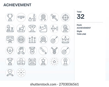 Verfeinern Sie Ihre Marke mit 32 Thin Line-Symbolen, die auf Leistung basieren und sich ideal für Apps, Websites und Dashboards eignen.