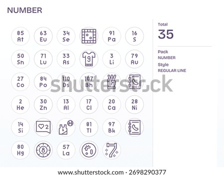 Refine your brand with 35 Regular Line icons based on Number, ideal for apps, websites, and dashboards.