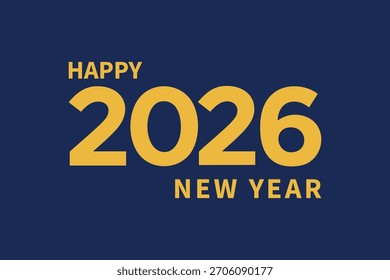 A refined 2026 calligraphy design combining elegant script and modern numerals for New Year greetings and prints