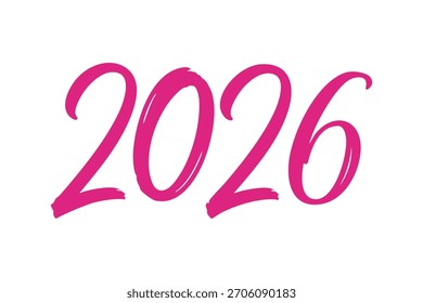 A refined 2026 calligraphy design combining elegant script and modern numerals for New Year greetings and prints