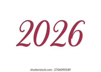Un diseño de caligrafía refinado de 2026 que combina escritura elegante y números modernos para saludos e impresiones del Año Nuevo