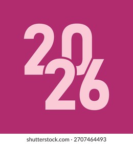 A refined 2026 calligraphy design combining elegant script and modern numerals for New Year greetings and prints