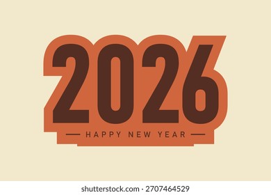 Un diseño de caligrafía refinado de 2026 que combina escritura elegante y números modernos para saludos e impresiones del Año Nuevo