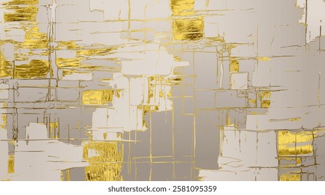 Refined abstract vector artwork featuring gold accents on a soft beige background. Textured elements and geometric forms create a luxurious, sophisticated visual, evoking elegance and warmth