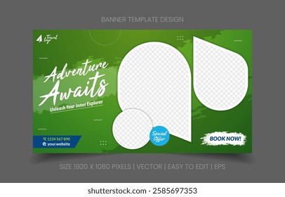 refined banner abstract background for travel agency promotion with image replacement easy to edit perfect for vacation marketing