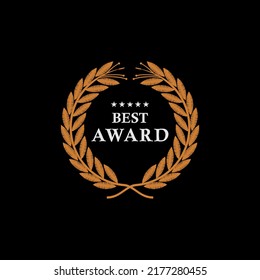 A refined best award vector logo design featuring classic elements such as a trophy, ribbon, and stars. Perfect for use in competitions, certifications, product labeling, and premium award 