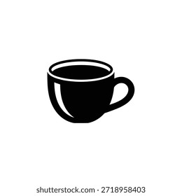 Un refinado icono negro de una taza de café, perfecto para representar bebidas calientes de una manera limpia y reconocible.