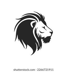 The refined black white logo of the lion. Isolated on a white background.