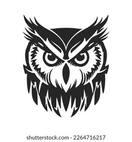 The refined black white vector logo of the owl. Isolated.