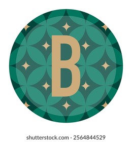 Refined Circular Design Featuring Letter B with Unique Geometric Pattern and Luxurious Gold Touches