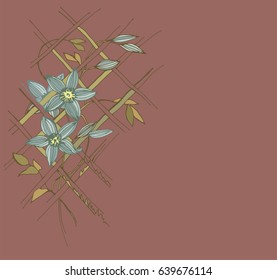 
Refined Clematis flowers, which are woven on a grid