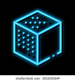 Vector de señal de luz de neón cubo refinado. Icono brillante Señal de cubo refinado. ilustración de símbolo transparente