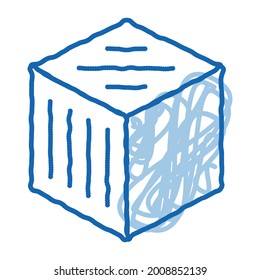 Refined Cube sketch icon vector. Hand drawn blue doodle line art Refined Cube sign. isolated symbol illustration
